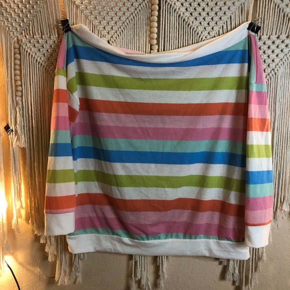 Striped off-shoulder sweater from e.Luna. Size 3X - Picture 2 of 7
